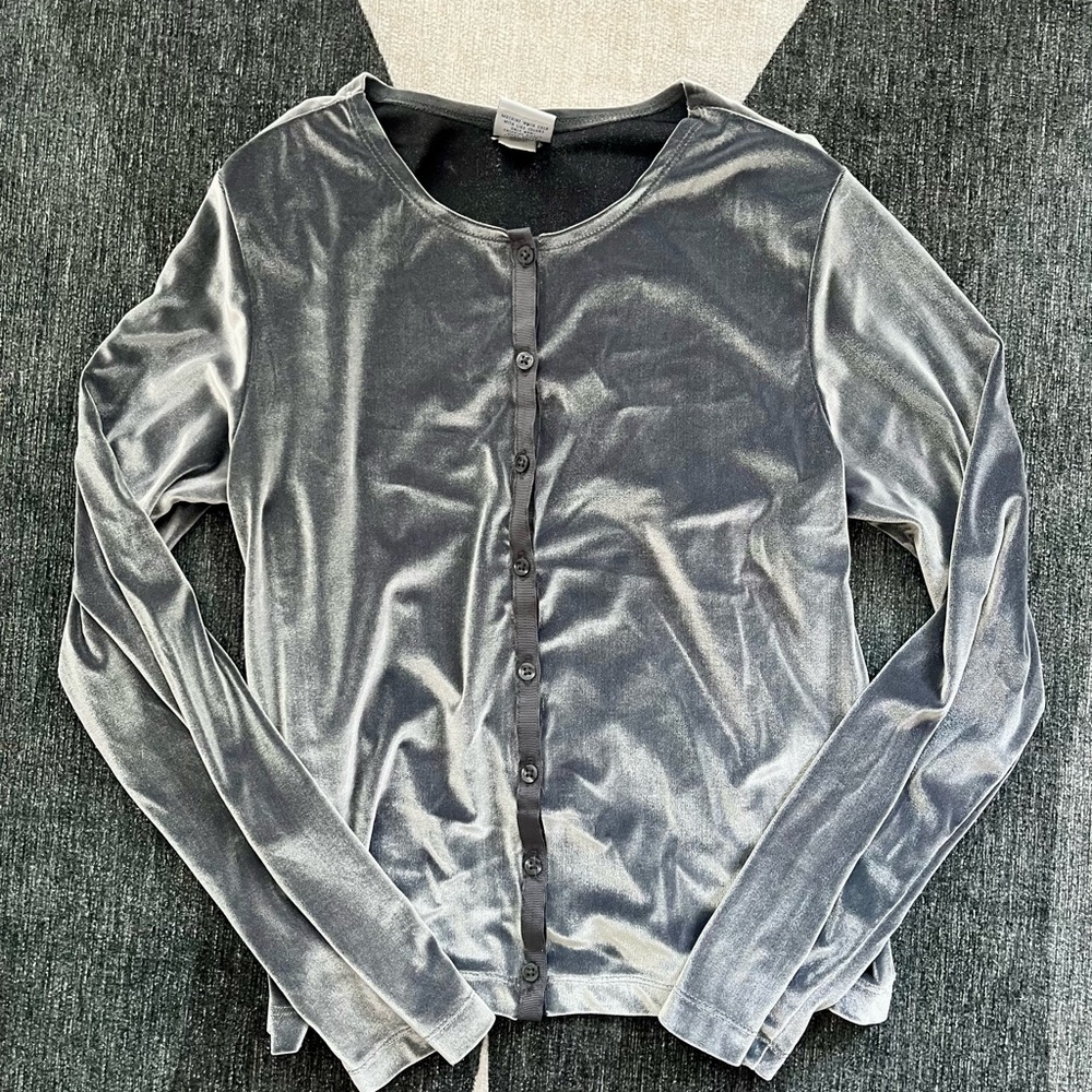 Vintage 90s Old Navy Silver Shimmer Velvet Cardigan